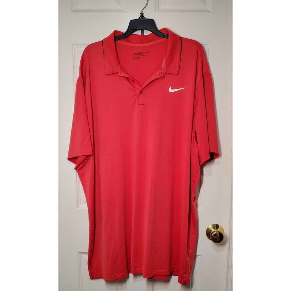 Nike Golf Men’s XXL Dri‑Fit Polo Shirt Red Standard Fit Short Sleeve Performance